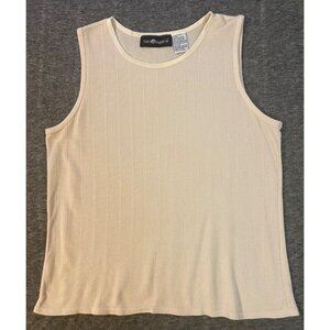 90s Beige Knit Sweater Tank Top Medium Minimalist Layer Capsule Basic Classic